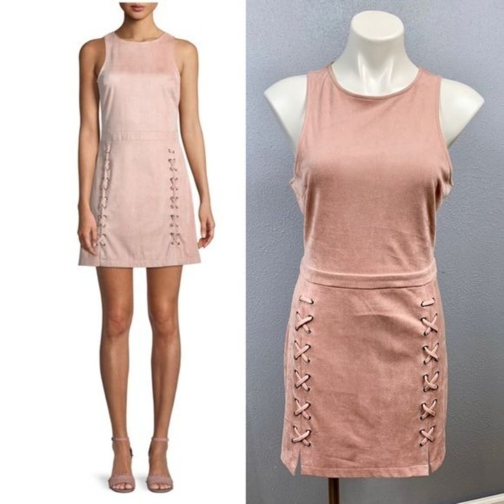 Cupcakes and Cashmere Dalton Lace Up faux suede Mini dress size Small NWT - Picture 2 of 7